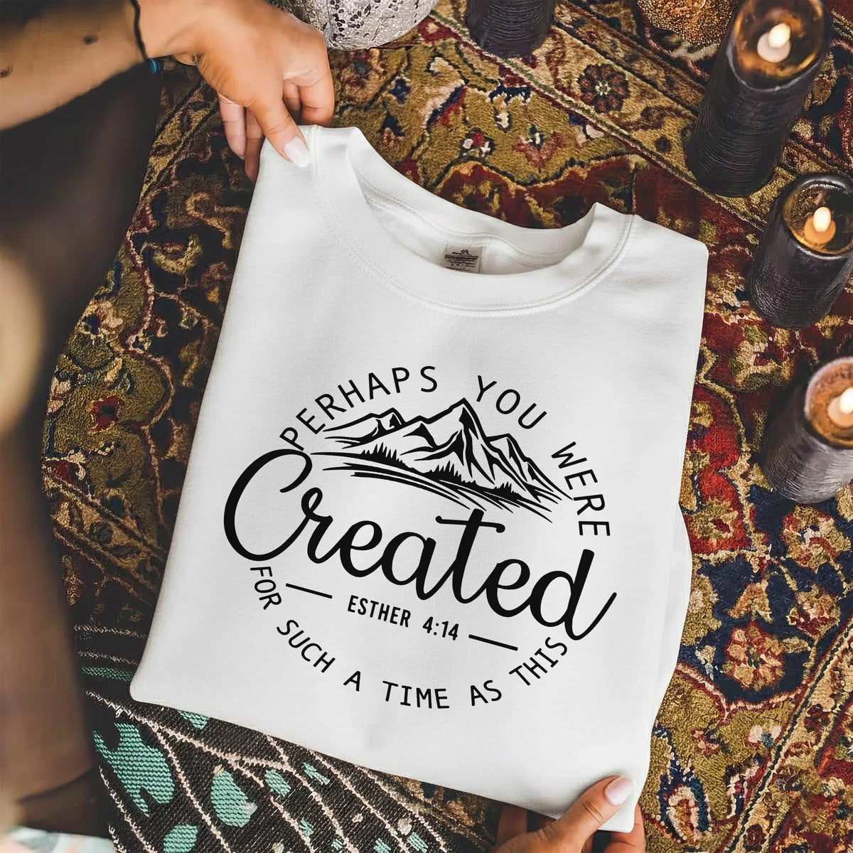 Perhaps You Were Created for Such a Time as This Scripture Landscape Design – Landscape of Creation – Unisex Tshirt / Hoodie / Sweatshirt - Faith Guided Life
