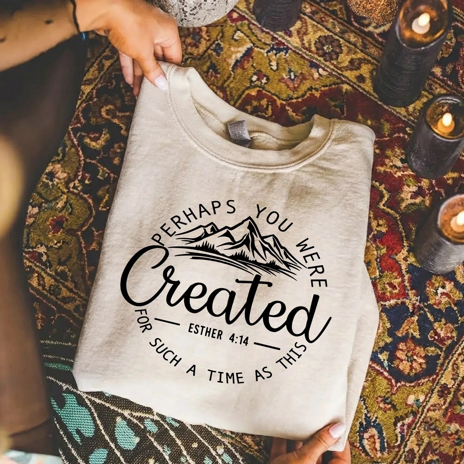 Perhaps You Were Created for Such a Time as This Scripture Landscape Design – Landscape of Creation – Unisex Tshirt / Hoodie / Sweatshirt - Faith Guided Life