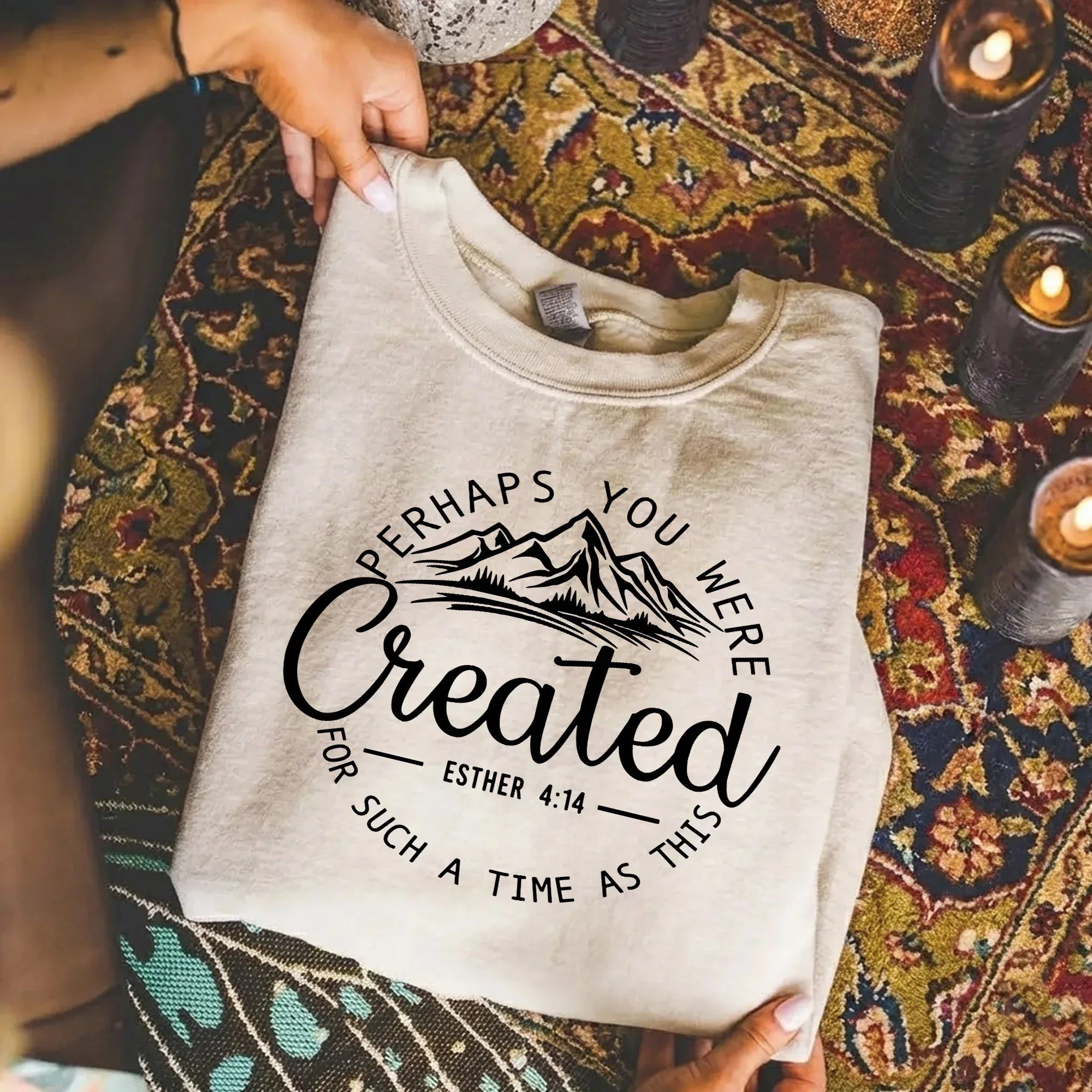 Perhaps You Were Created for Such a Time as This Scripture Landscape Design – Landscape of Creation – Unisex Tshirt / Hoodie / Sweatshirt - Faith Guided Life