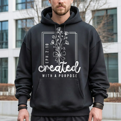 Created With a Purpose Line Art Floral Design - Faith Floral - Unisex Tshirt / Hoodie / Sweatshirt - Faith Guided Life