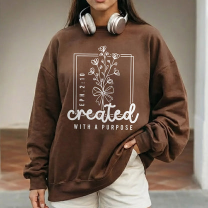 Created With a Purpose Line Art Floral Design - Faith Floral - Unisex Tshirt / Hoodie / Sweatshirt - Faith Guided Life