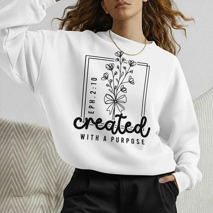 Created With a Purpose Line Art Floral Design - Faith Floral - Unisex Tshirt / Hoodie / Sweatshirt - Faith Guided Life