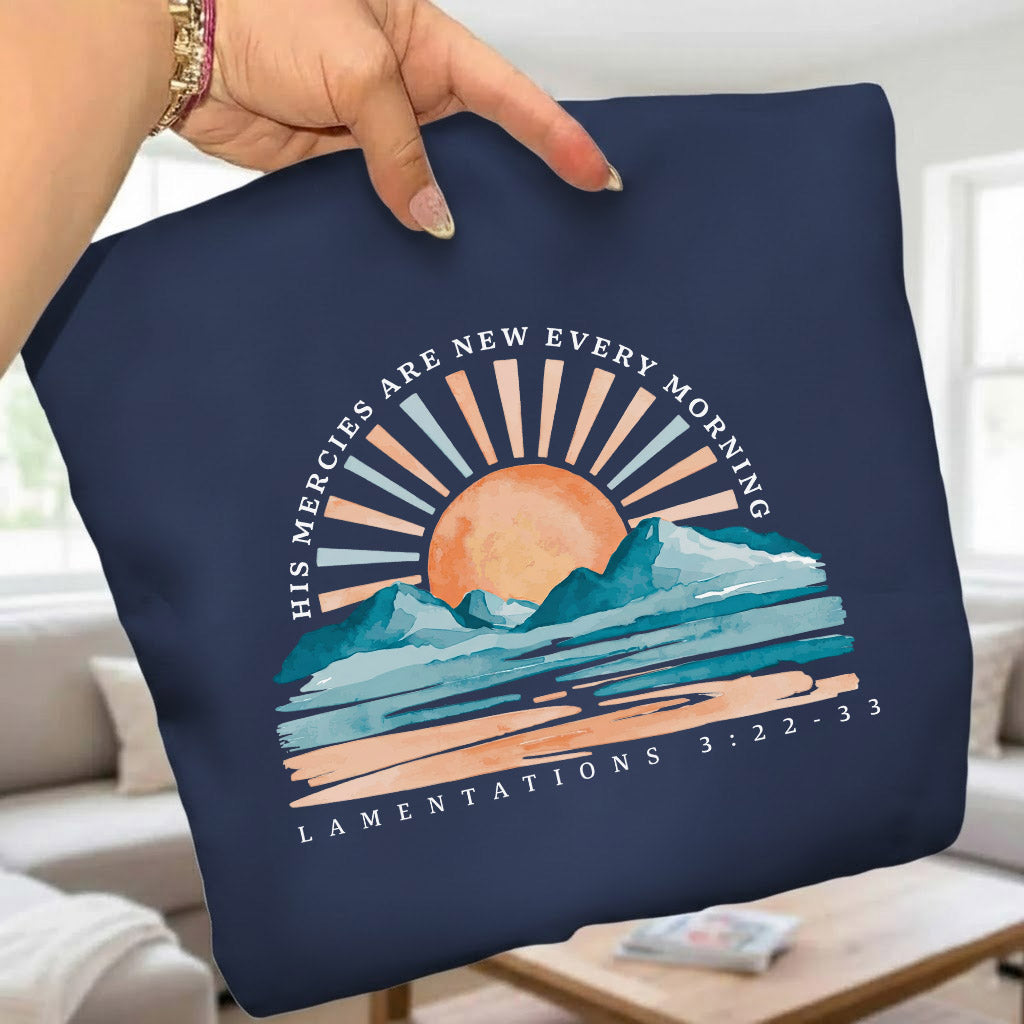 His Mercies Are New Every Morning Sunrise Landscape  - V-Neck Christian Shirt