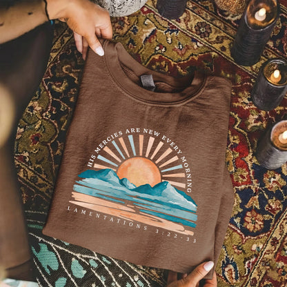 His Mercies Are New Every Morning Sunrise Landscape – Landscape of Creation – Unisex Tshirt / Hoodie / Sweatshirt - Faith Guided Life