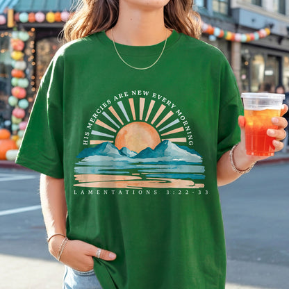 [COMFORT T-SHIRT] His Mercies Are New Every Morning Sunrise Landscape – Landscape of Creation