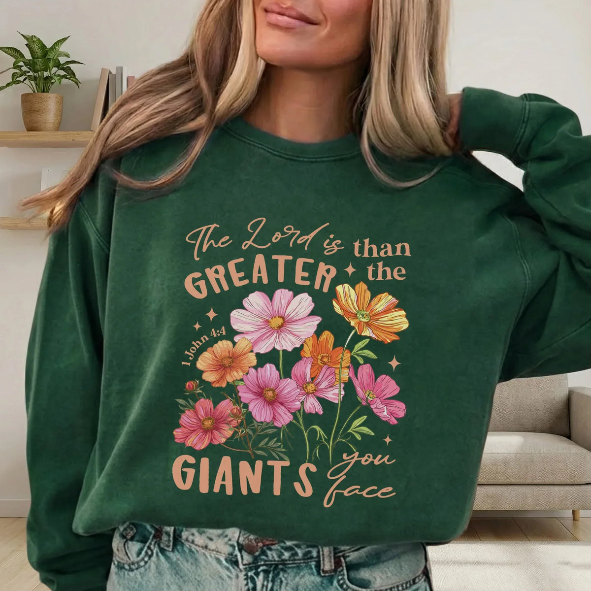 1 John 4:4 Floral Faith Design – Faith Floral – Unisex Tshirt / Hoodie / Sweatshirt - Faith Guided Life