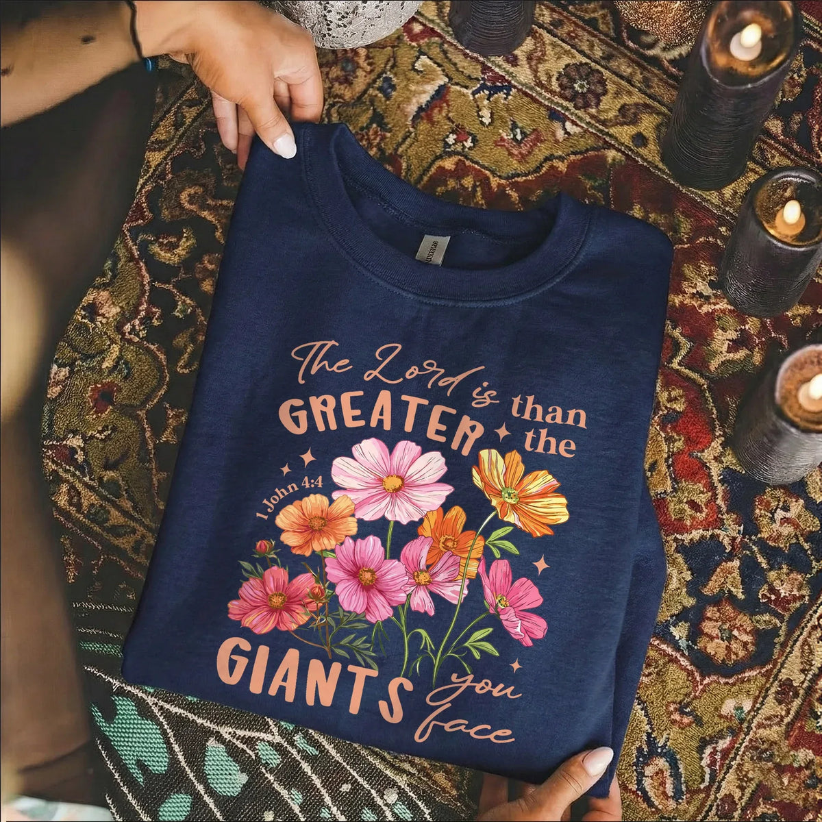1 John 4:4 Floral Faith Design – Faith Floral – Unisex Tshirt / Hoodie / Sweatshirt - Faith Guided Life
