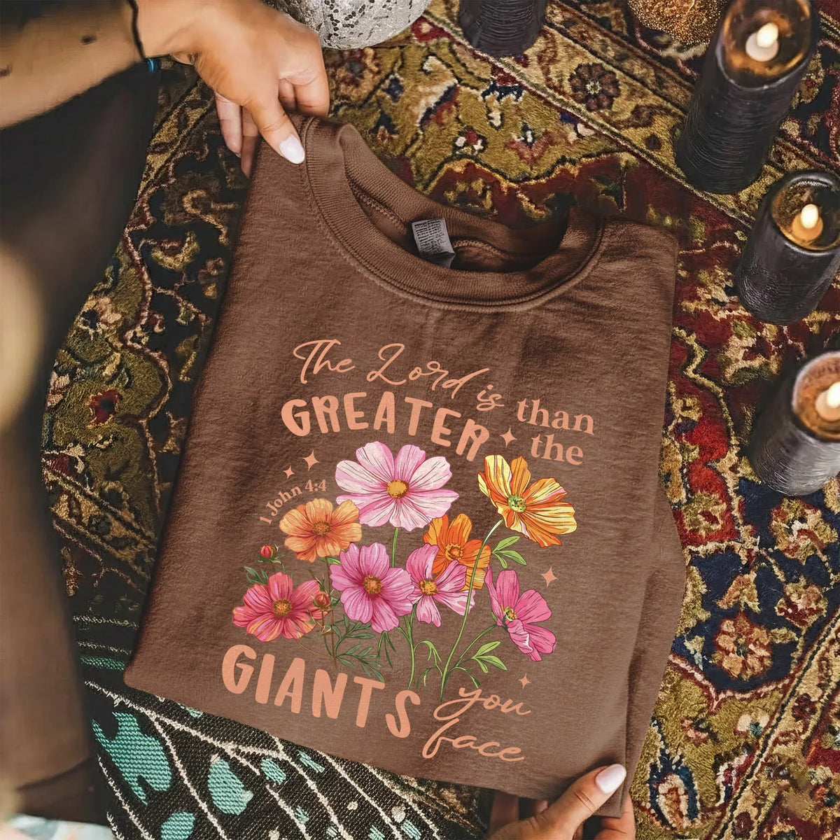 1 John 4:4 Floral Faith Design – Faith Floral – Unisex Tshirt / Hoodie / Sweatshirt - Faith Guided Life