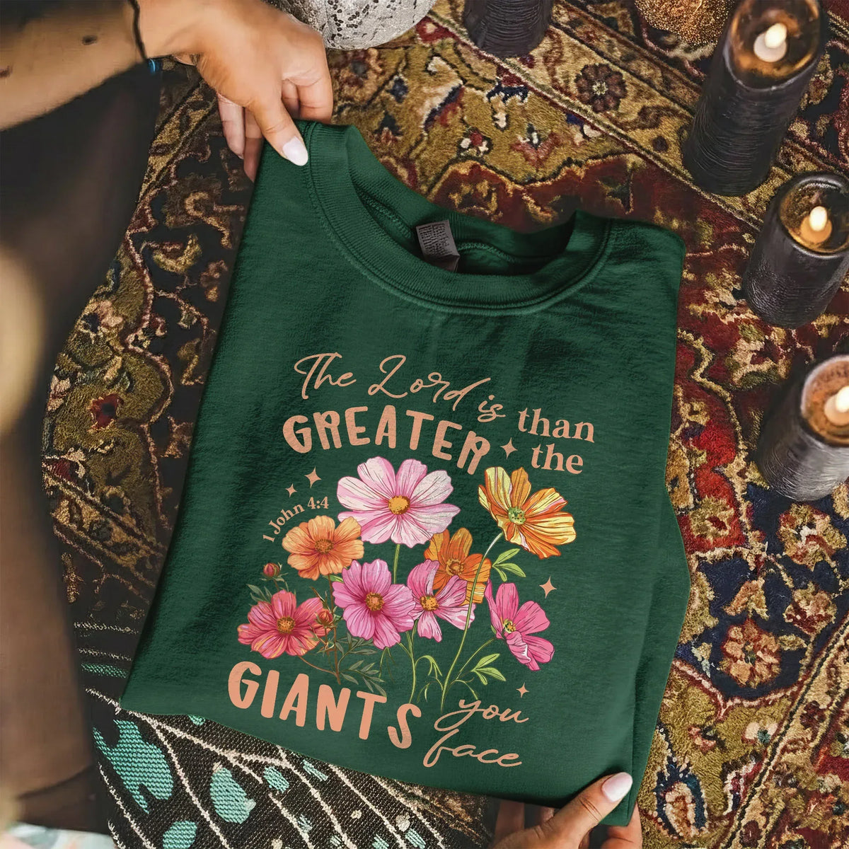 1 John 4:4 Floral Faith Design – Faith Floral – Unisex Tshirt / Hoodie / Sweatshirt - Faith Guided Life