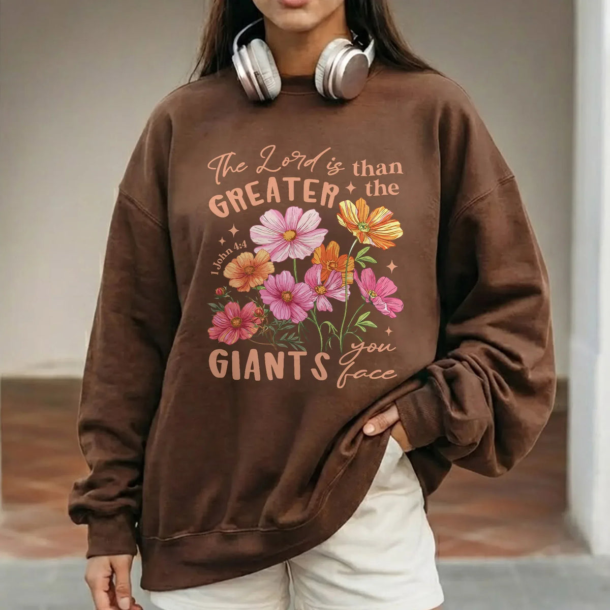 1 John 4:4 Floral Faith Design – Faith Floral – Unisex Tshirt / Hoodie / Sweatshirt - Faith Guided Life