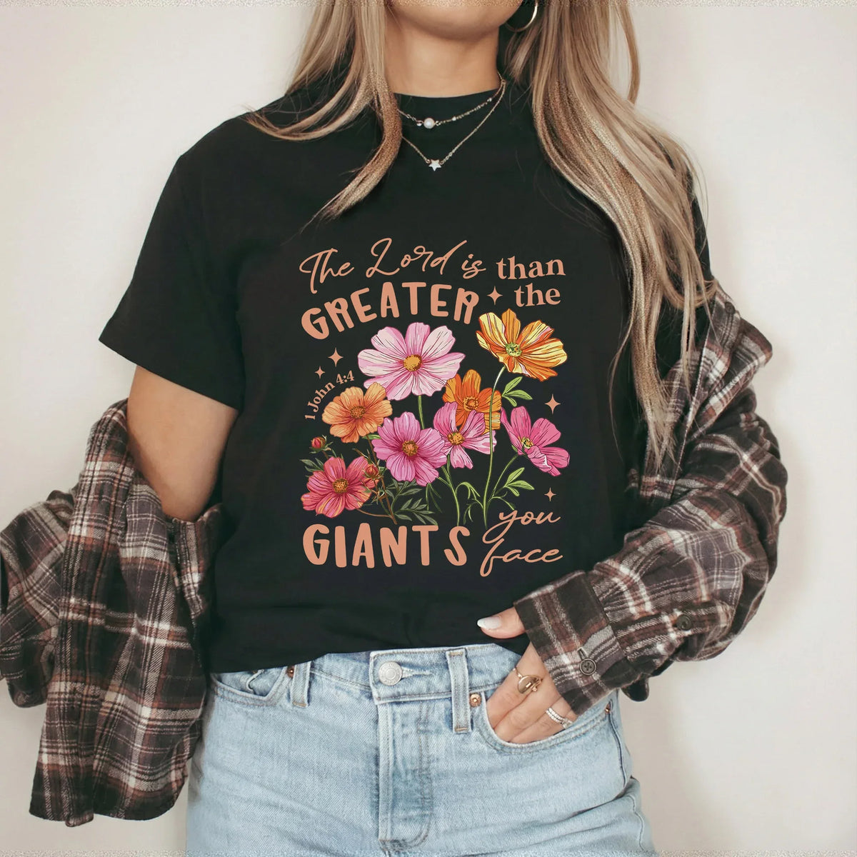 1 John 4:4 Floral Faith Design – Faith Floral – Unisex Tshirt / Hoodie / Sweatshirt - Faith Guided Life