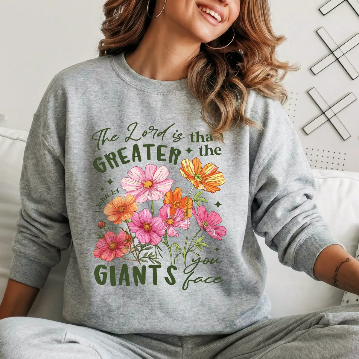 1 John 4:4 Floral Faith Design – Faith Floral – Unisex Tshirt / Hoodie / Sweatshirt - Faith Guided Life