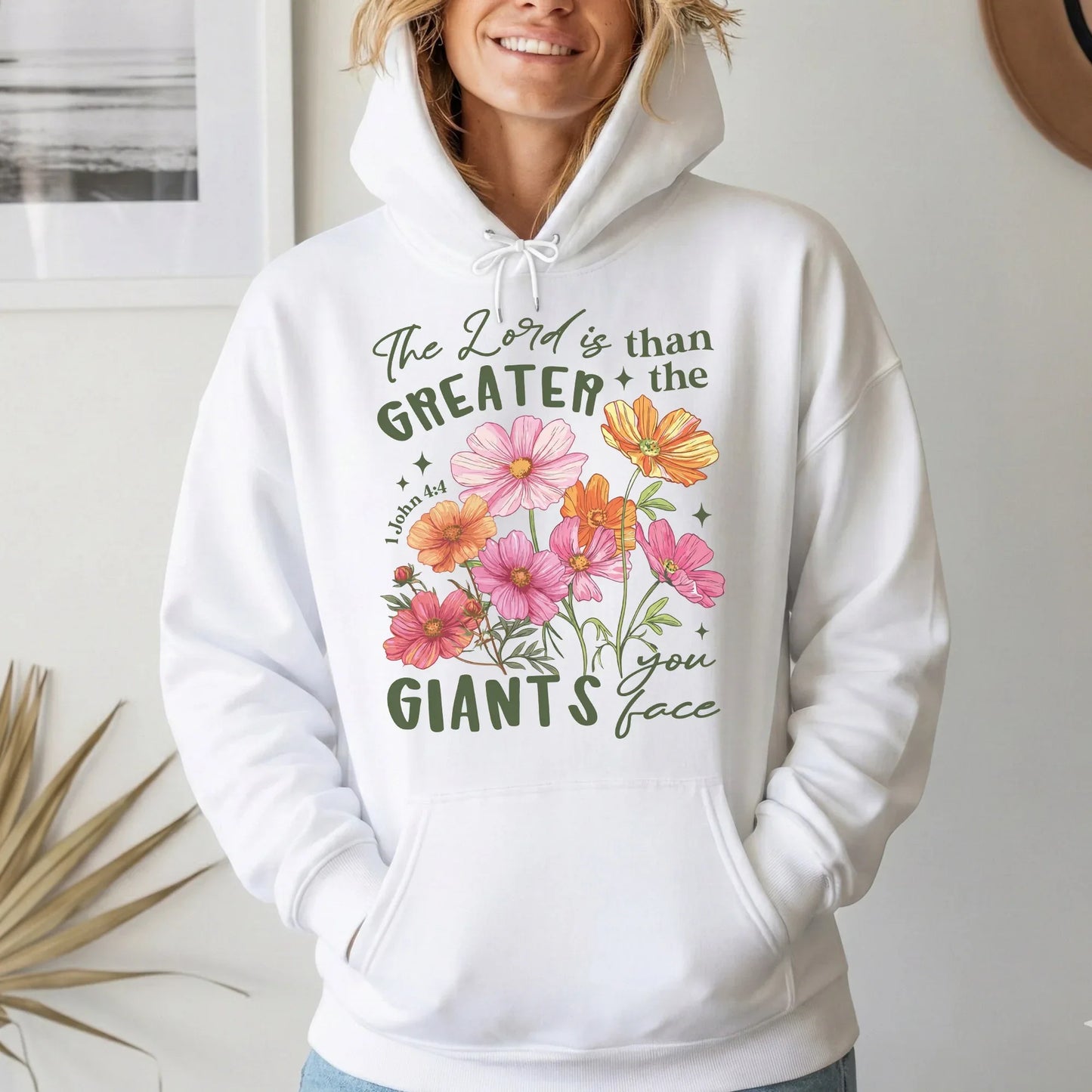 1 John 4:4 Floral Faith Design – Faith Floral – Unisex Tshirt / Hoodie / Sweatshirt - Faith Guided Life