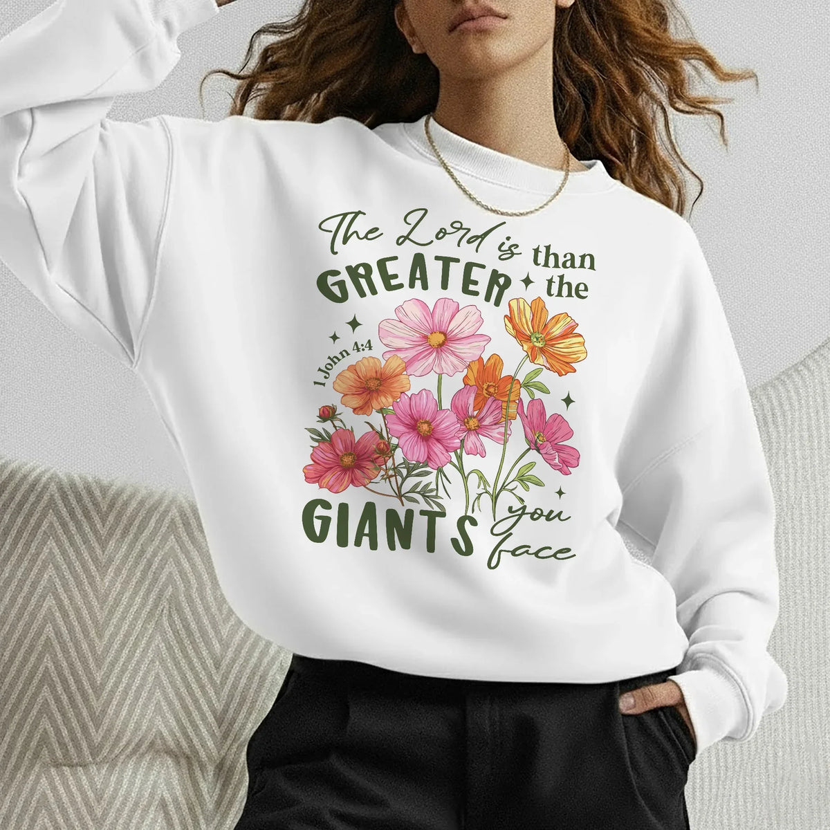 1 John 4:4 Floral Faith Design – Faith Floral – Unisex Tshirt / Hoodie / Sweatshirt - Faith Guided Life