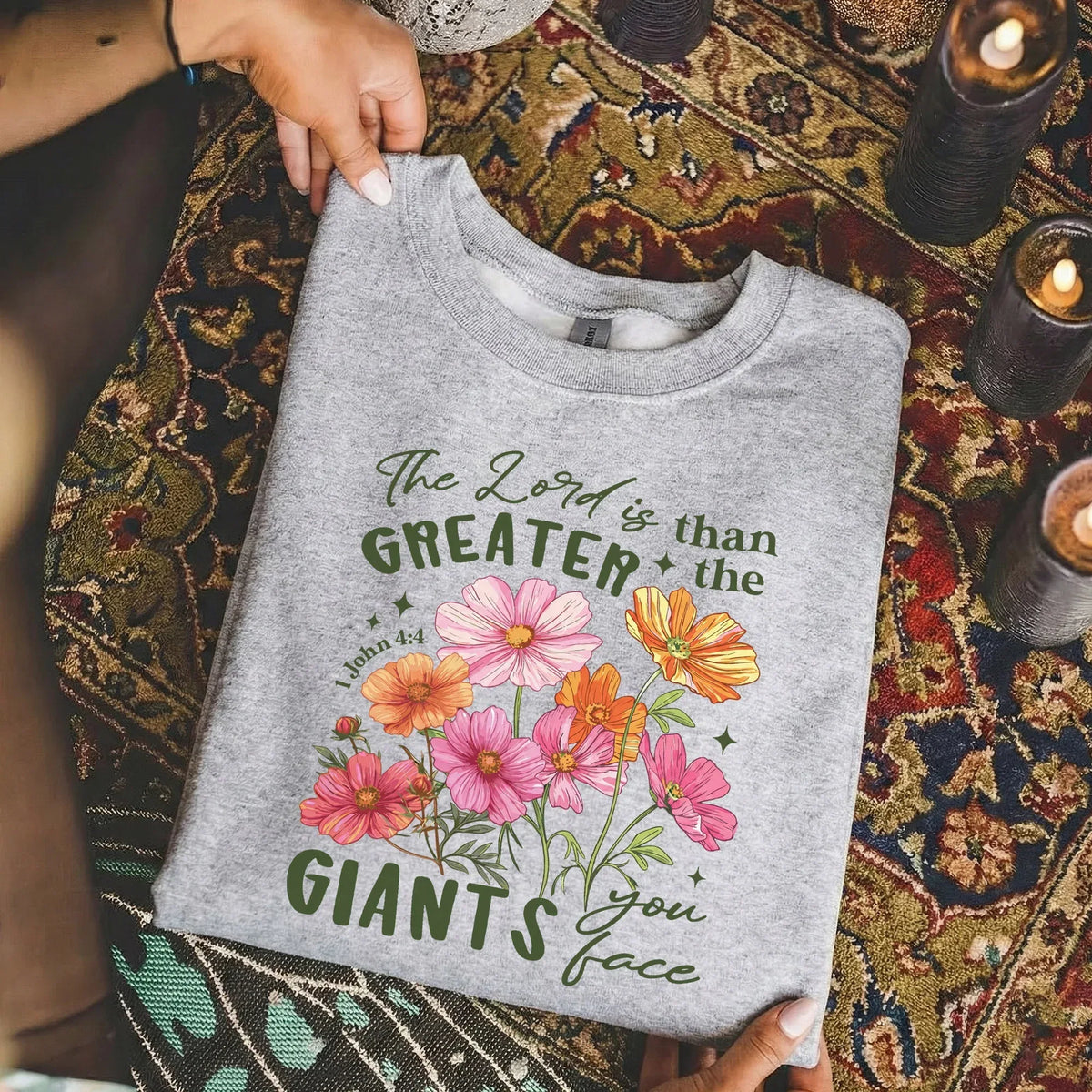 1 John 4:4 Floral Faith Design – Faith Floral – Unisex Tshirt / Hoodie / Sweatshirt - Faith Guided Life