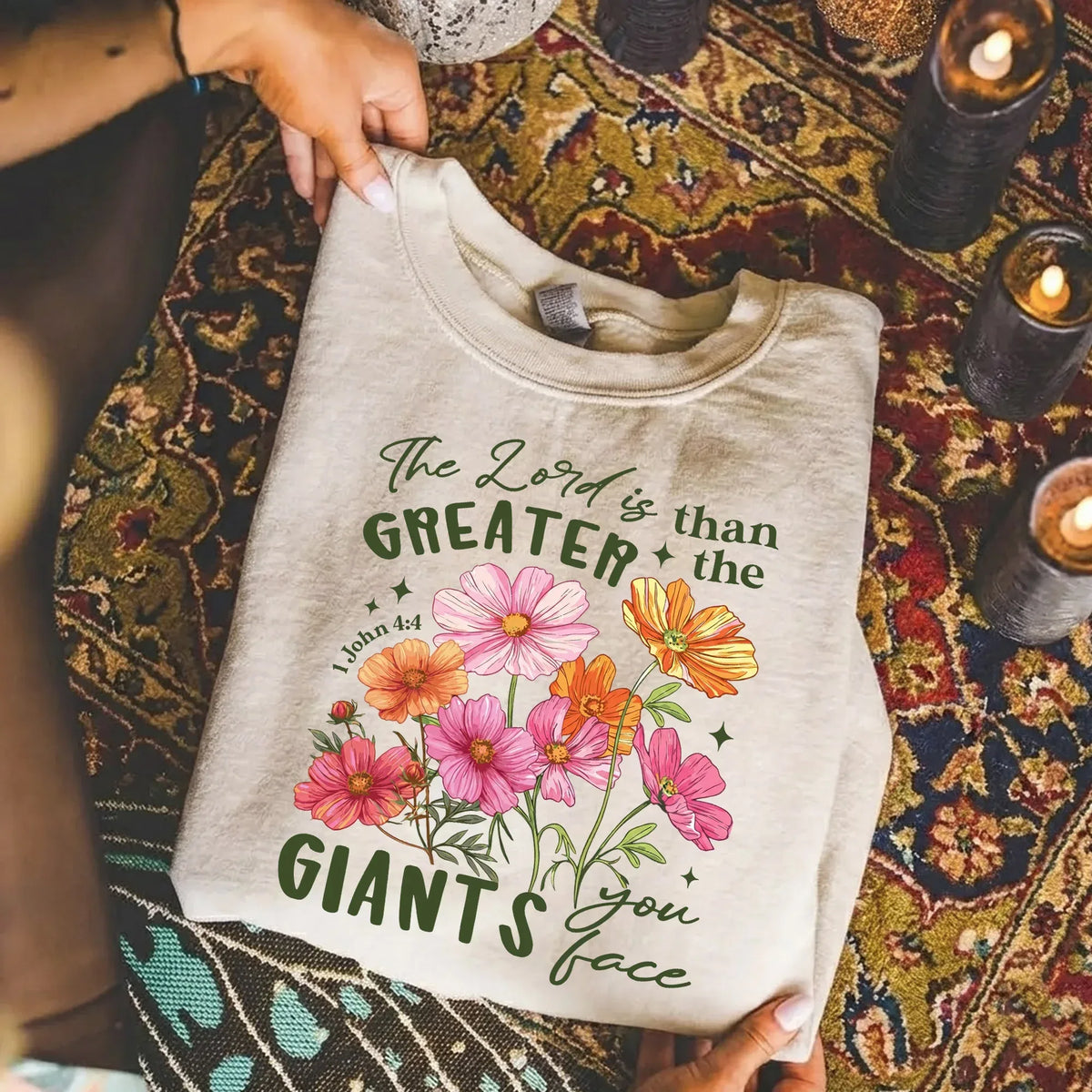 1 John 4:4 Floral Faith Design – Faith Floral – Unisex Tshirt / Hoodie / Sweatshirt - Faith Guided Life