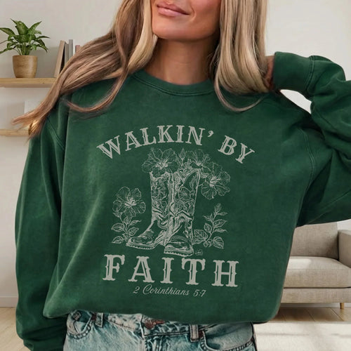 Walkin’ by Faith Floral Boots Design - Faith Floral - Unisex Tshirt / Hoodie / Sweatshirt - Faith Guided Life