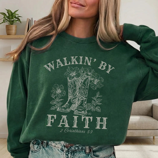 Walkin’ by Faith Floral Boots Design - Faith Floral - Unisex Tshirt / Hoodie / Sweatshirt - Faith Guided Life