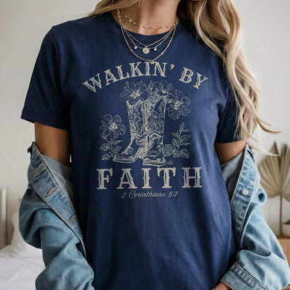 Walkin’ by Faith Floral Boots Design - Faith Floral - Unisex Tshirt / Hoodie / Sweatshirt - Faith Guided Life
