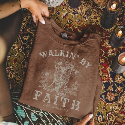 Walkin’ by Faith Floral Boots Design - Faith Floral - Unisex Tshirt / Hoodie / Sweatshirt - Faith Guided Life