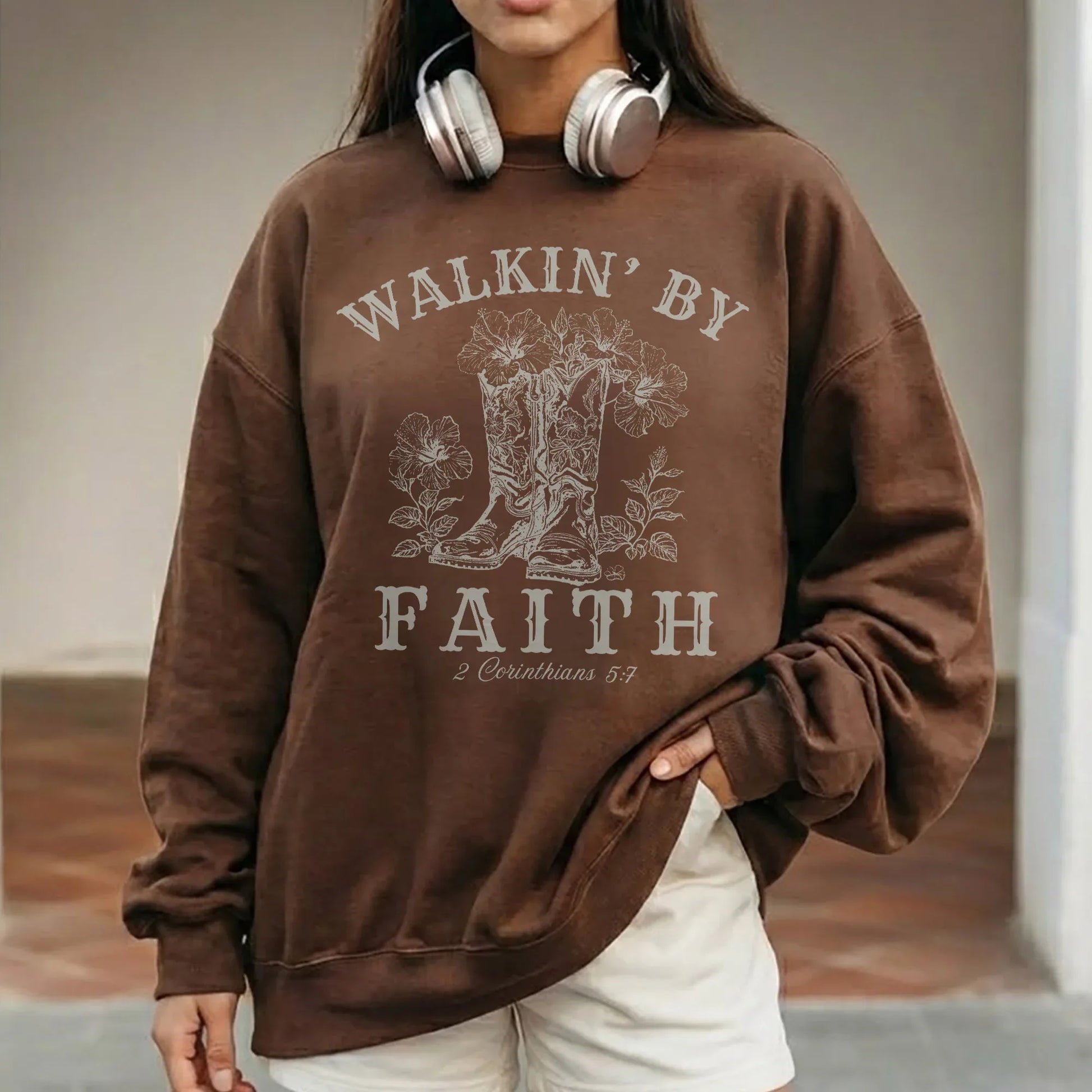 Walkin’ by Faith Floral Boots Design - Faith Floral - Unisex Tshirt / Hoodie / Sweatshirt - Faith Guided Life
