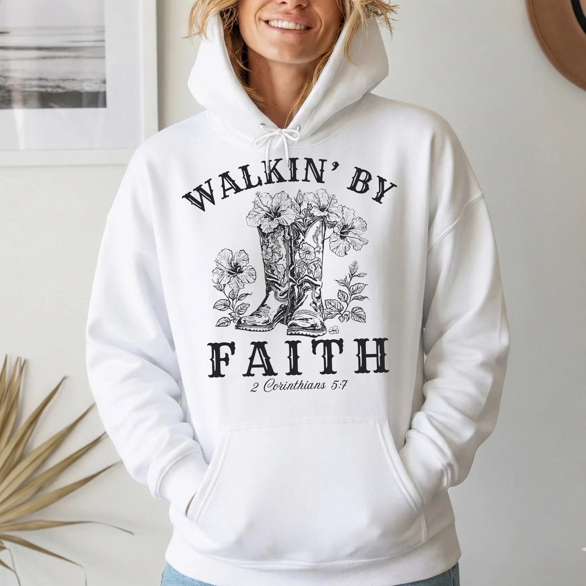 Walkin’ by Faith Floral Boots Design - Faith Floral - Unisex Tshirt / Hoodie / Sweatshirt - Faith Guided Life