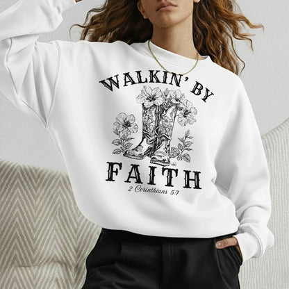 Walkin’ by Faith Floral Boots Design - Faith Floral - Unisex Tshirt / Hoodie / Sweatshirt - Faith Guided Life
