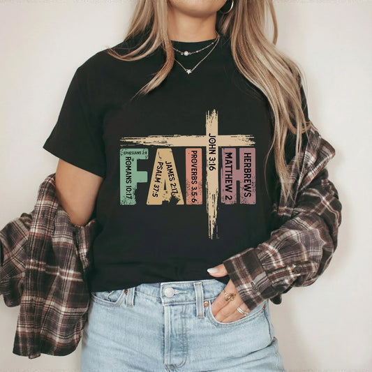 Faith Scripture Cross Typography - Minimalist Faith - Unisex Tshirt / Hoodie / Sweatshirt - Faith Guided Life