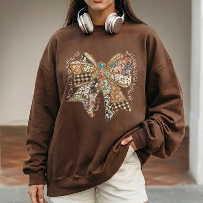 God Is Within Her Patchwork Bow Cross – Faith Floral – Unisex Tshirt / Hoodie / Sweatshirt - Faith Guided Life