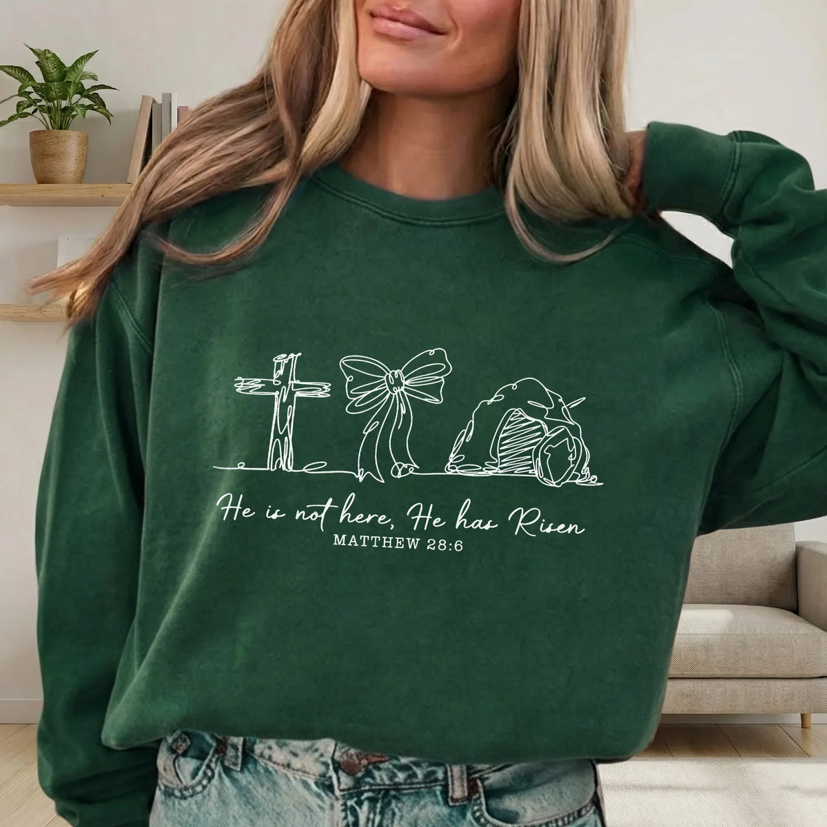 He Is Risen Line Art – He is Risen – Unisex Tshirt / Hoodie / Sweatshirt - Faith Guided Life