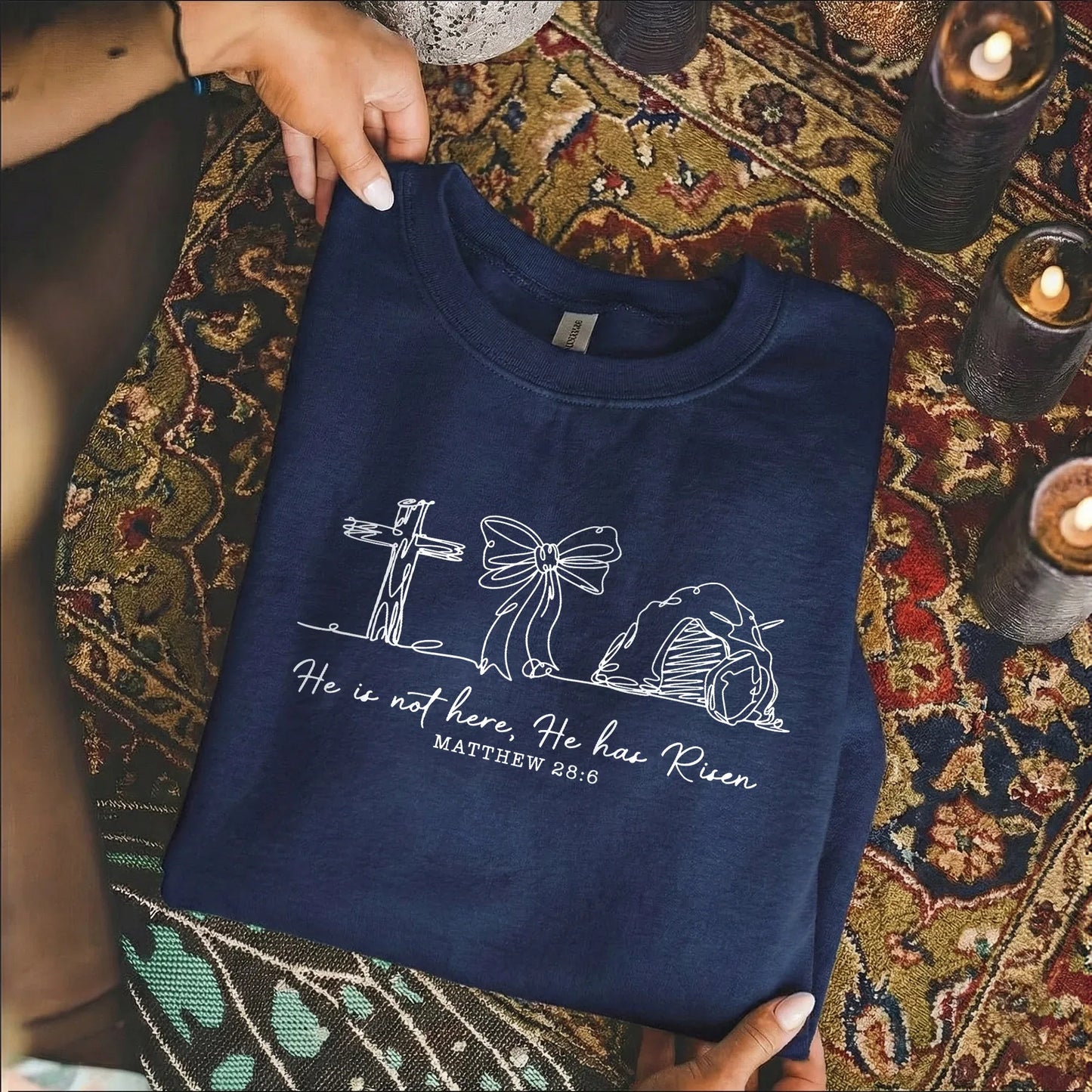 He Is Risen Line Art – He is Risen – Unisex Tshirt / Hoodie / Sweatshirt - Faith Guided Life