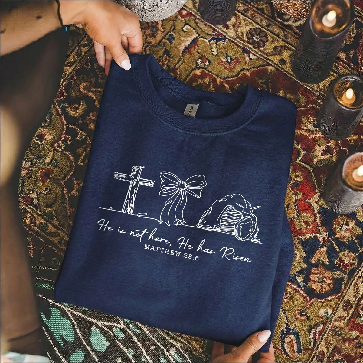 He Is Risen Line Art – He is Risen – Unisex Tshirt / Hoodie / Sweatshirt - Faith Guided Life