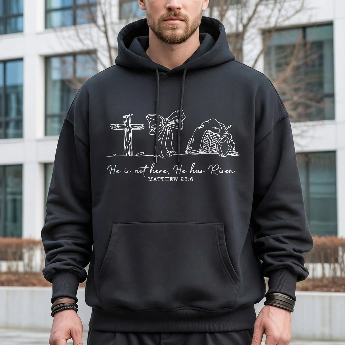 He Is Risen Line Art – He is Risen – Unisex Tshirt / Hoodie / Sweatshirt - Faith Guided Life