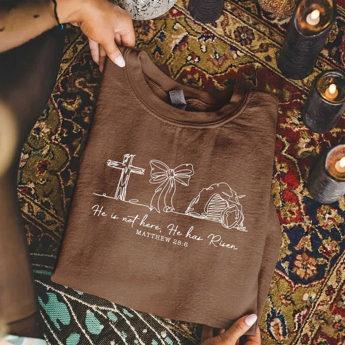 He Is Risen Line Art – He is Risen – Unisex Tshirt / Hoodie / Sweatshirt - Faith Guided Life
