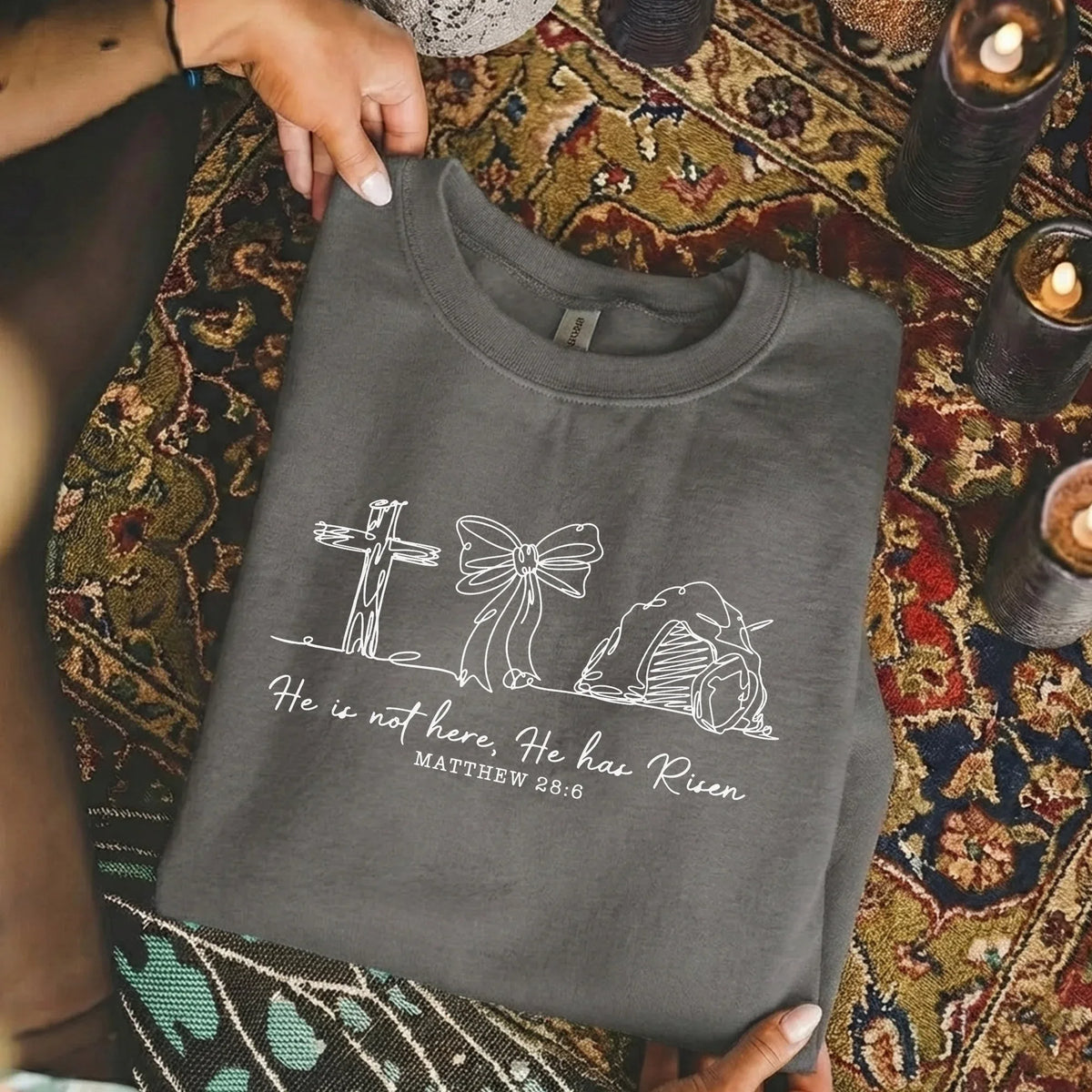 [COMFORT T-SHIRT] He Is Risen Line Art – He is Risen - Faith Guided Life