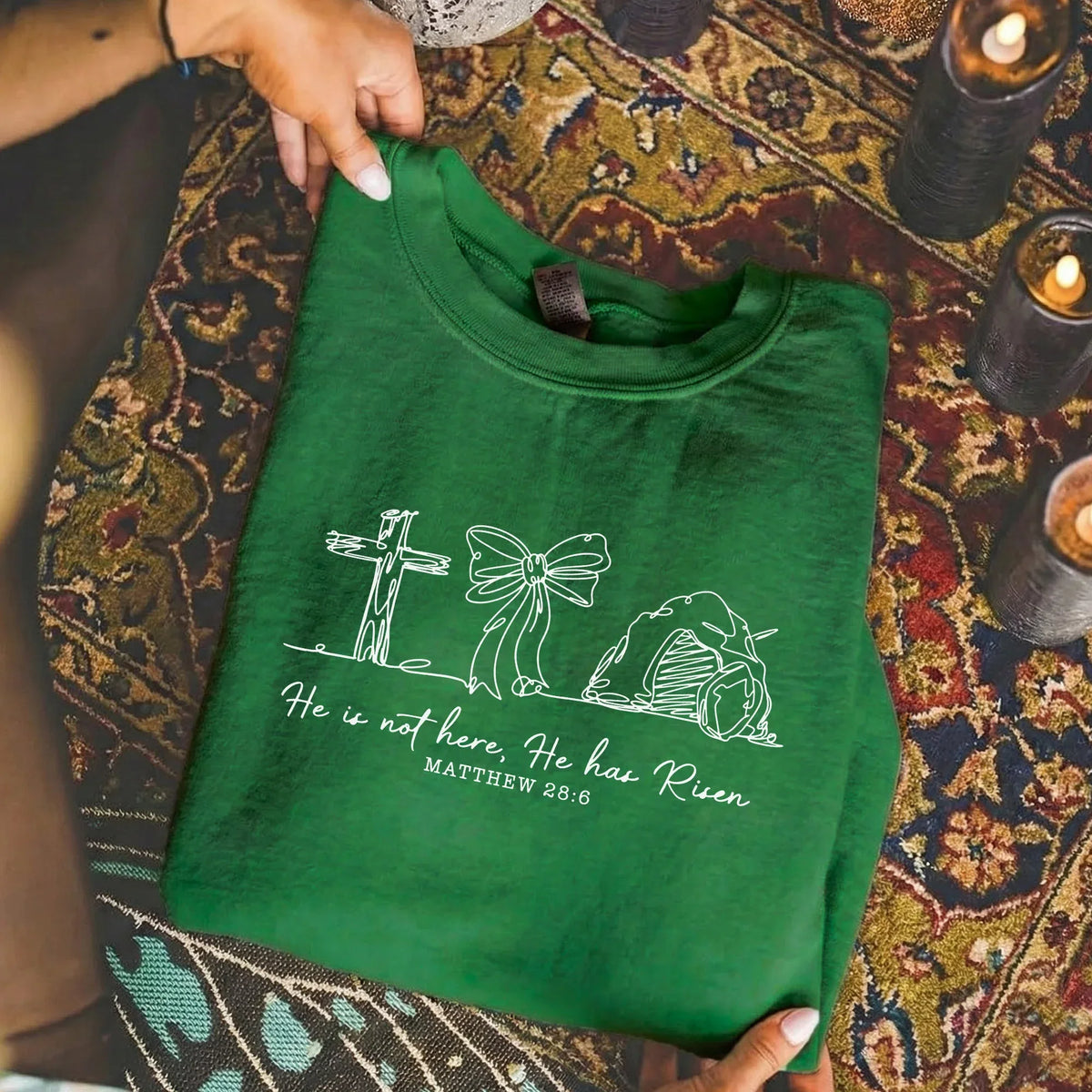 [COMFORT T-SHIRT] He Is Risen Line Art – He is Risen - Faith Guided Life