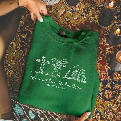 [COMFORT T-SHIRT] He Is Risen Line Art – He is Risen - Faith Guided Life