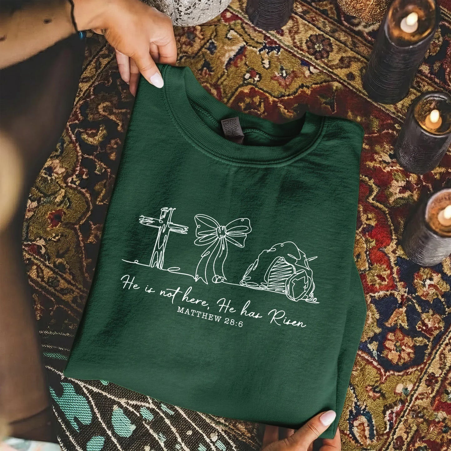 He Is Risen Line Art – He is Risen – Unisex Tshirt / Hoodie / Sweatshirt - Faith Guided Life