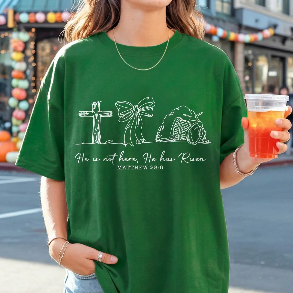 [COMFORT T-SHIRT] He Is Risen Line Art – He is Risen - Faith Guided Life
