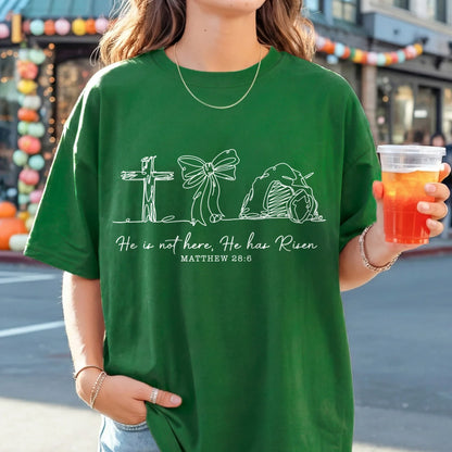 [COMFORT T-SHIRT] He Is Risen Line Art – He is Risen - Faith Guided Life