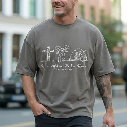 [COMFORT T-SHIRT] He Is Risen Line Art – He is Risen - Faith Guided Life