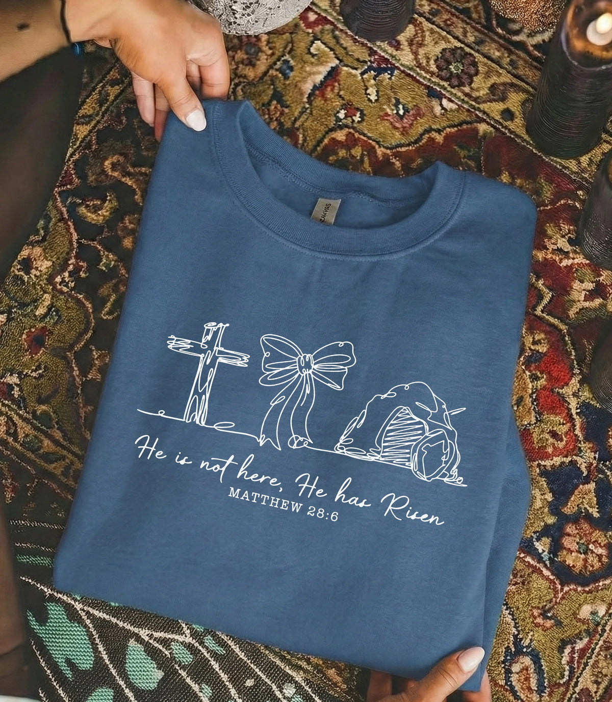 [COMFORT T-SHIRT] He Is Risen Line Art – He is Risen - Faith Guided Life