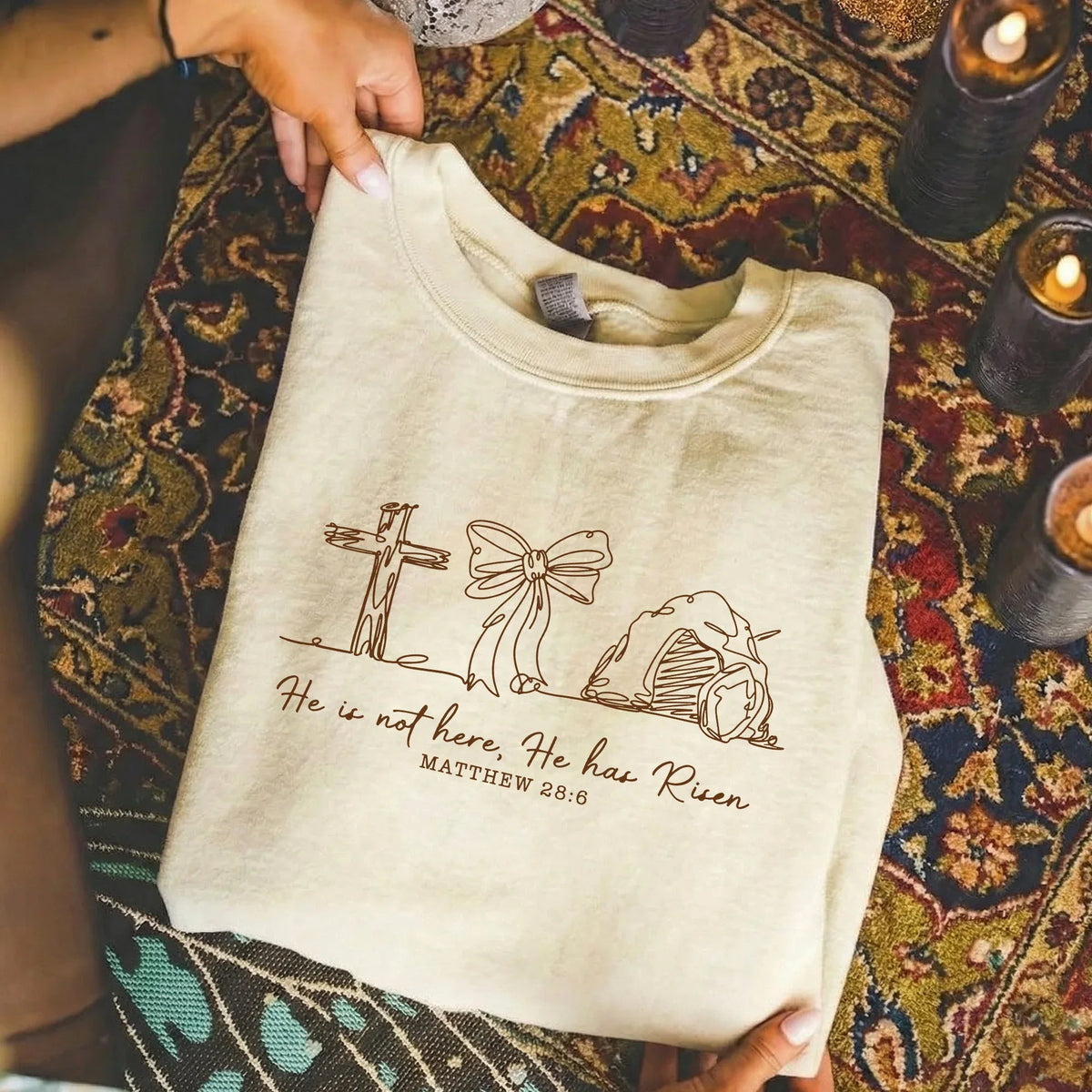 [COMFORT T-SHIRT] He Is Risen Line Art – He is Risen - Faith Guided Life