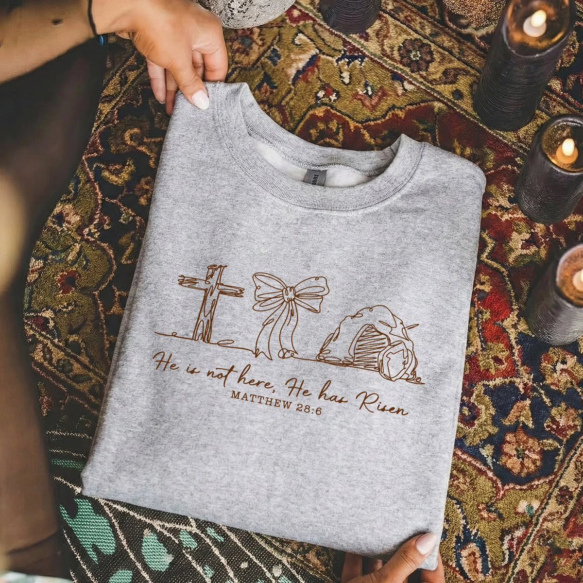 He Is Risen Line Art – He is Risen – Unisex Tshirt / Hoodie / Sweatshirt - Faith Guided Life