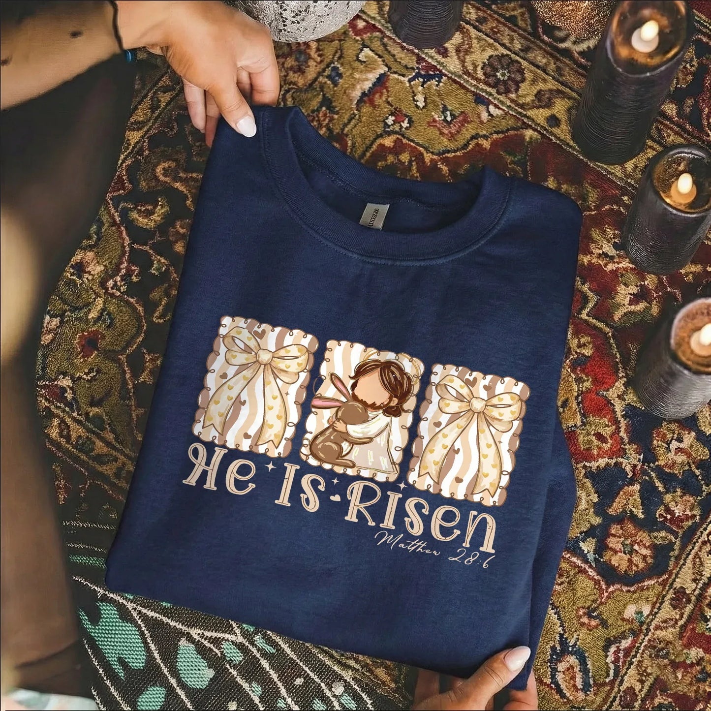 [COMFORT T-SHIRT] He Is Risen Line Art – He is Risen - Faith Guided Life