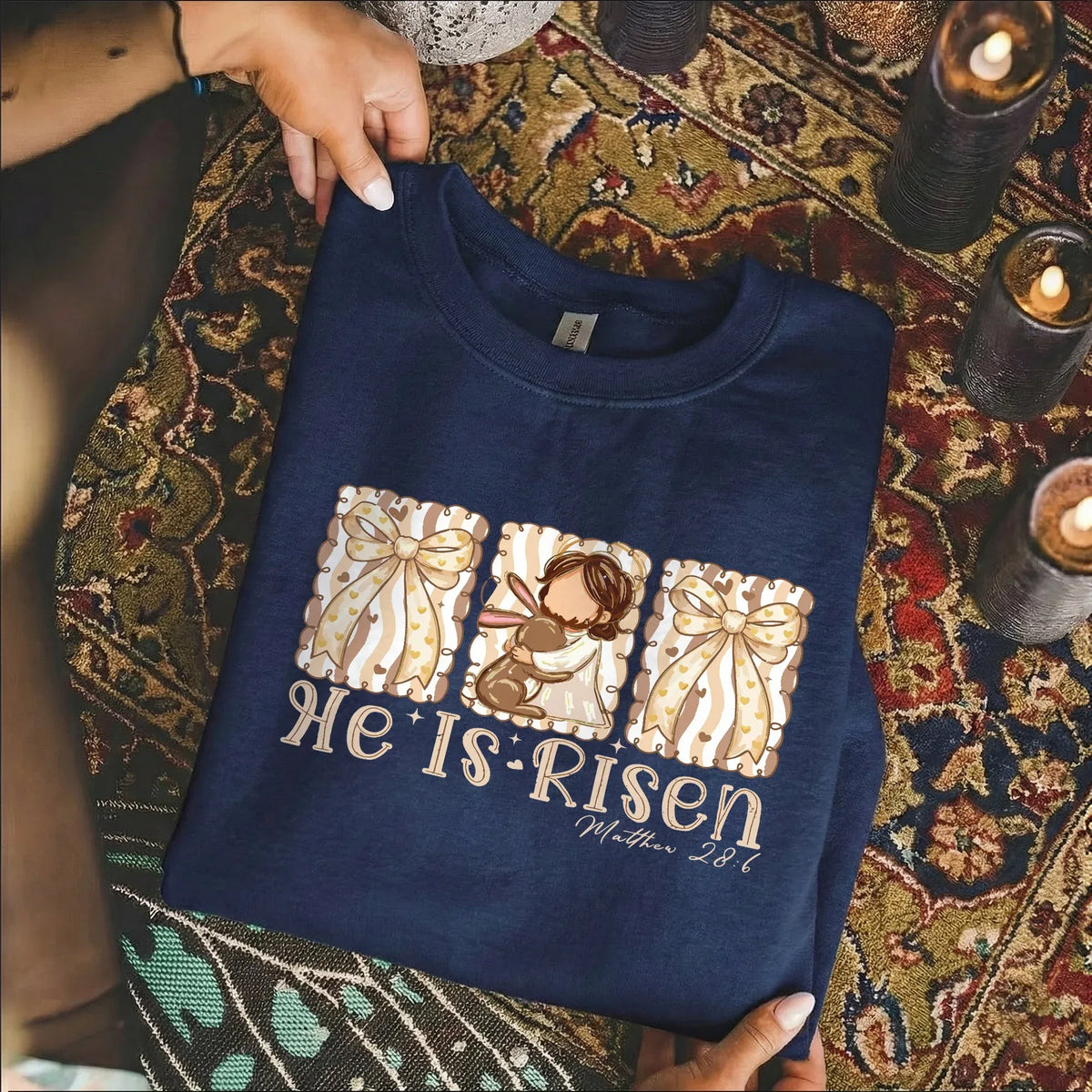 [COMFORT T-SHIRT] He Is Risen Line Art – He is Risen - Faith Guided Life