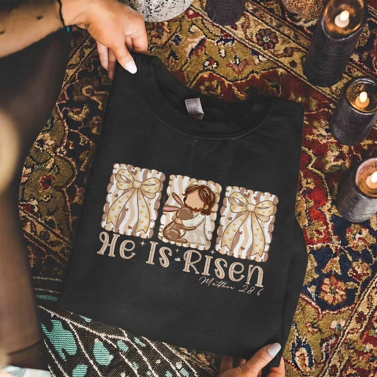 [COMFORT T-SHIRT] He Is Risen Bunny Hug – He is Risen - Faith Guided Life