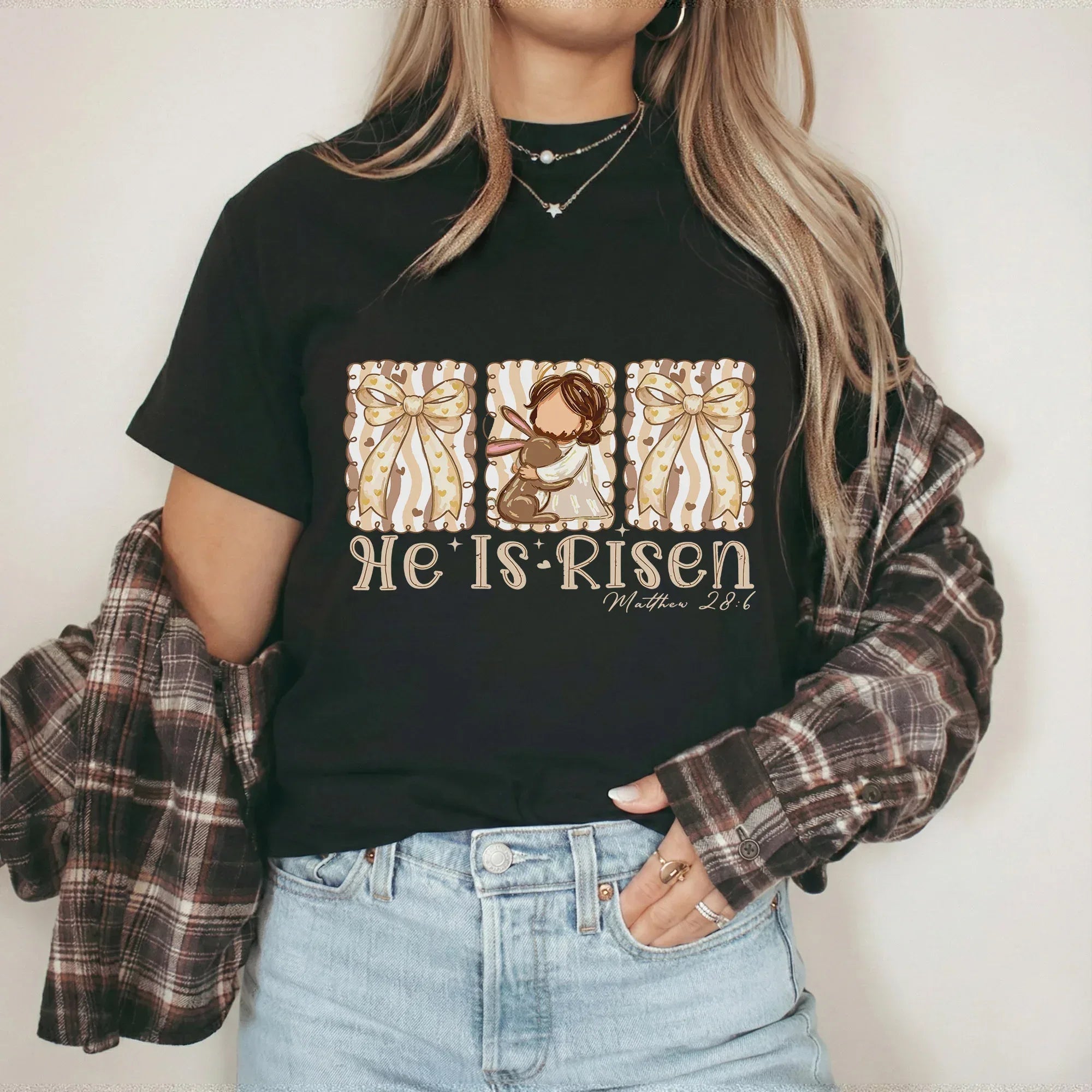 [COMFORT T-SHIRT] He Is Risen Line Art – He is Risen - Faith Guided Life