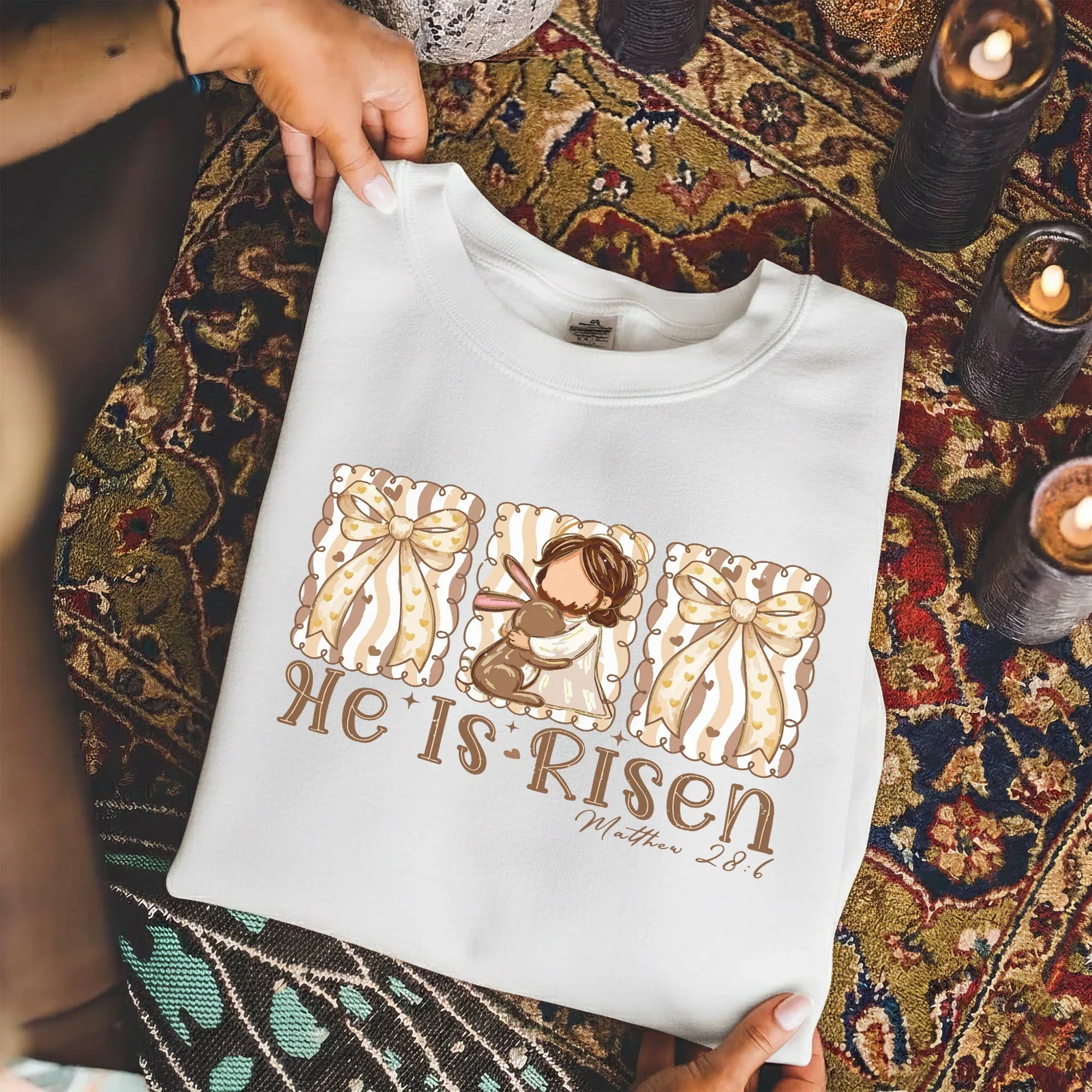 [COMFORT T-SHIRT] He Is Risen Bunny Hug – He is Risen - Faith Guided Life