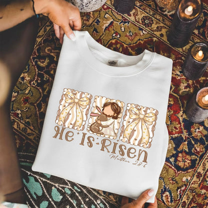 [COMFORT T-SHIRT] He Is Risen Bunny Hug – He is Risen - Faith Guided Life